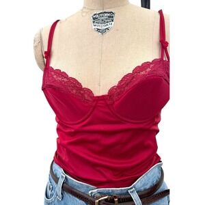 VICTORIA’S SECRET Red LACE CAMISOLE SHELF BRA ANGEL COLLECTION SIZE S